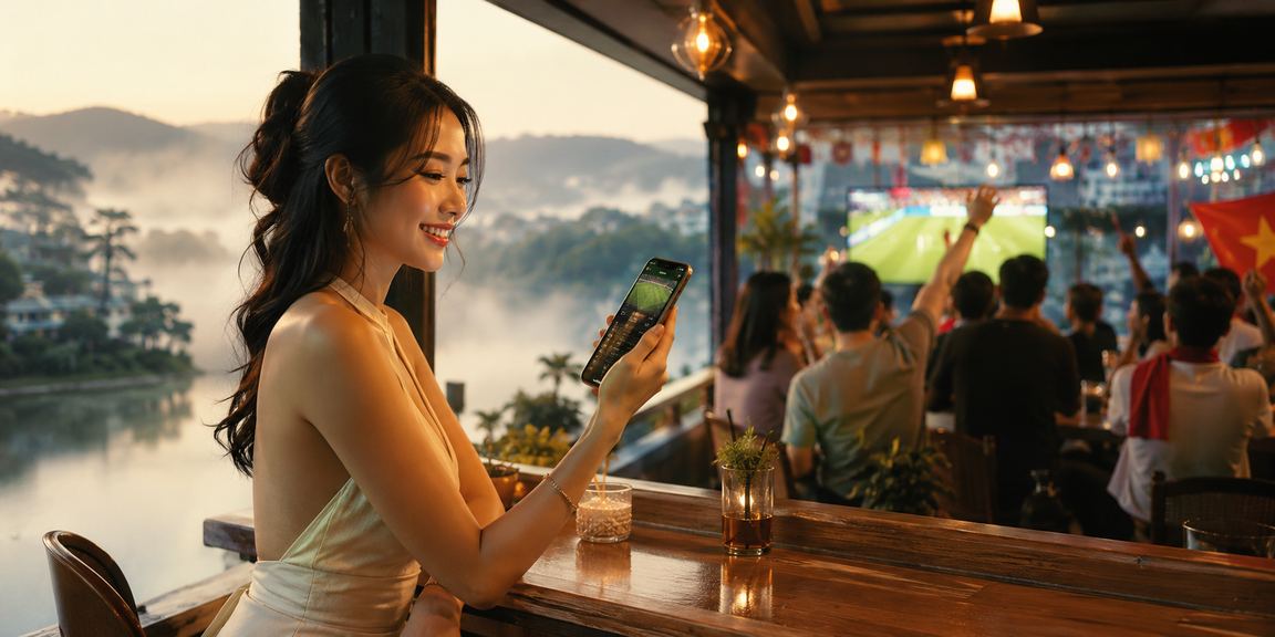 Người dùng truy cập casino trên điện thoại tại lễ hội Đà Lạt